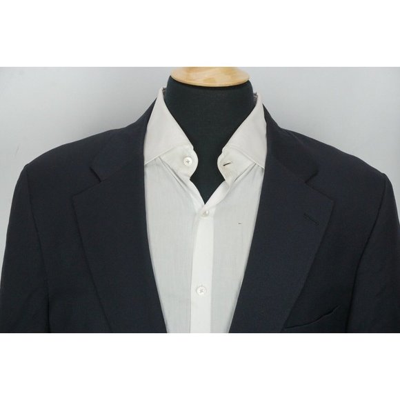 Paul Stuart Navy Blue Silver Button  Wool Sport Coat Blazer Sz 42R - Picture 2 of 7